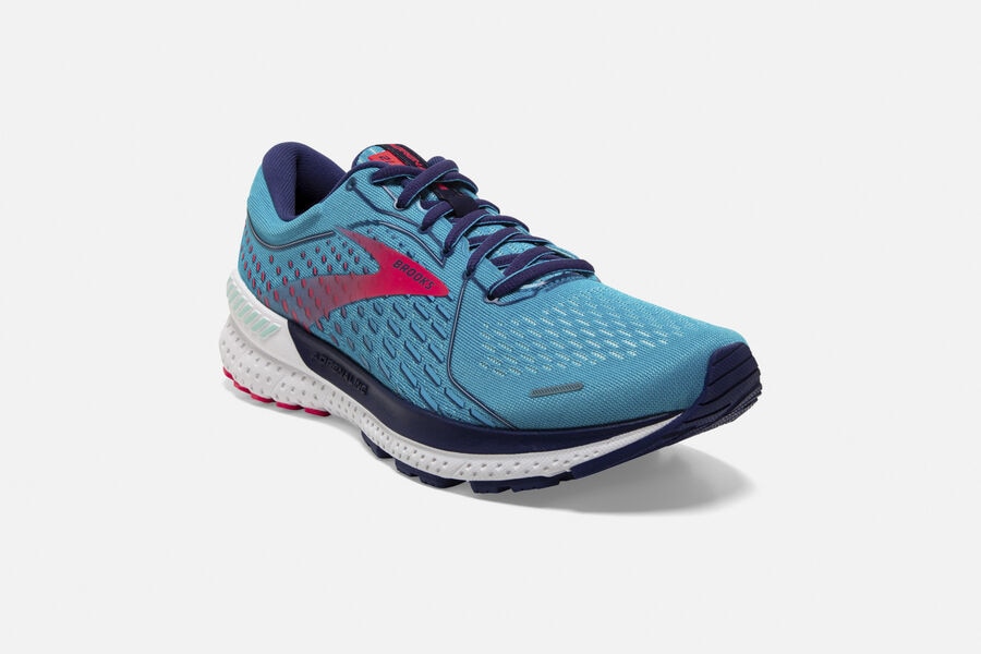 Brooks Running Shoes Womens Blue/Pink - Adrenaline GTS 21 Road - 1203-NDWZE